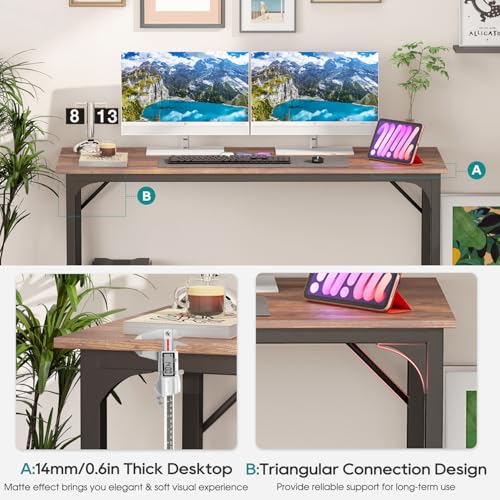 Image of BestOffice Computer Desk,Home Office Desk, Modern Simple Style for Home Office Study Writing (Brown, 47 Inch)