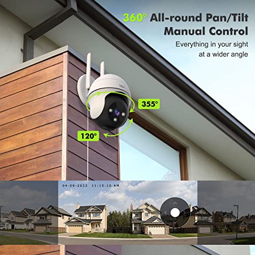 Tiejus Security Camera Outdoor, 2K Outdoor Security Cameras With 360° Ptz, 2.4G Wifi Wired Home Surveillance Camera, 24/7, 3Mp Color Night Vision/Spotlight/2 Way Talk/Work With Alexa/Auto Tracking #TOP1