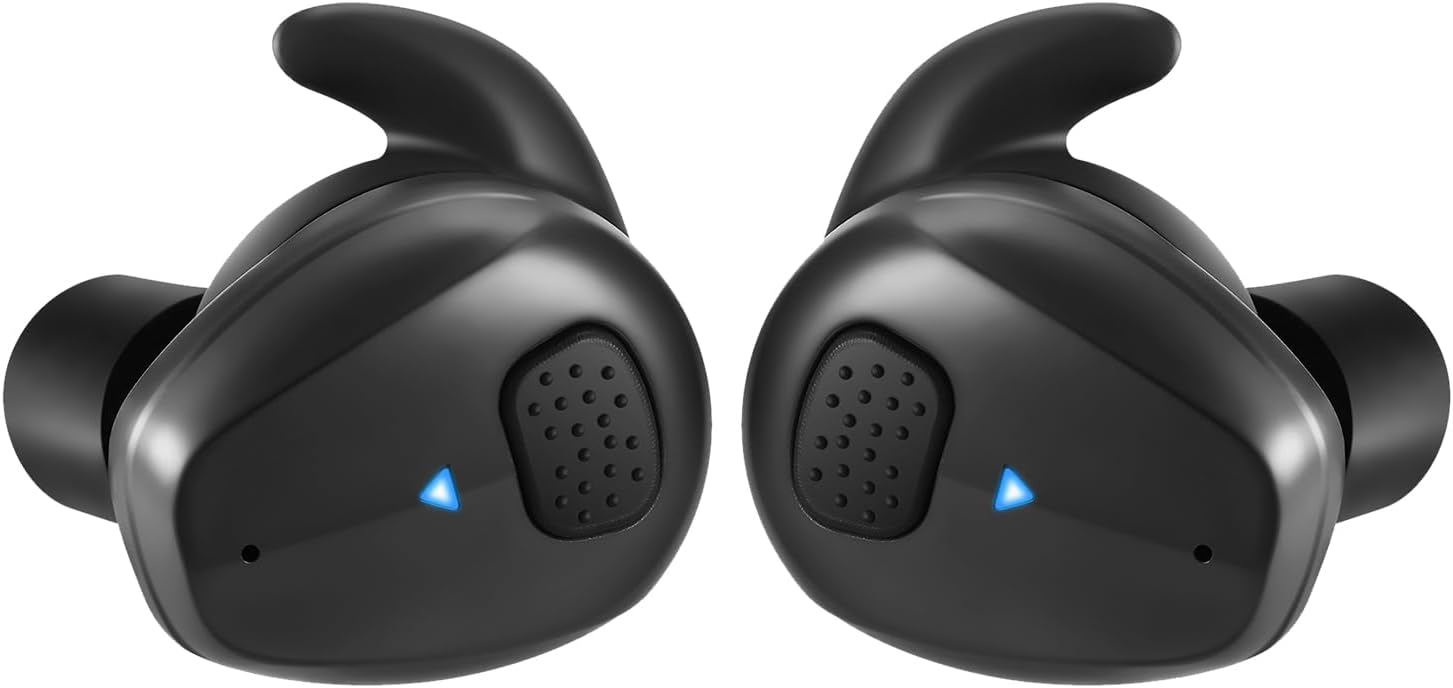 Electronic Shooting Earbuds - Ear Hearing Protection NRR 28dB Bluetooth 5.3 Noise Cancelling & Sound Amplification - Rechargeable Case for Hunting and Range(Black)