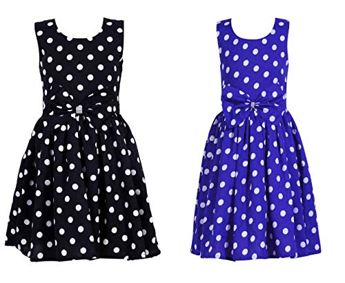 Image of Casual Frock for Baby Girls,Blue Printed and Olive Printed,Pack of 2