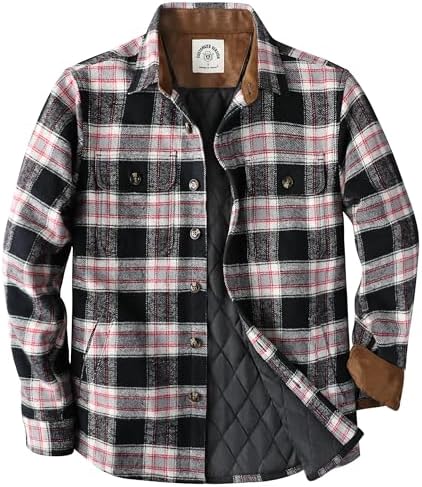 Dubinik® Flanell Jacke Herren Lightweight Hemdjacke Karomuster | Weiche Lässige, mit Knopf, Wärmendem Futter, Warm und Gemütlich, Kragen und Bündchen mit Wildlederfutter