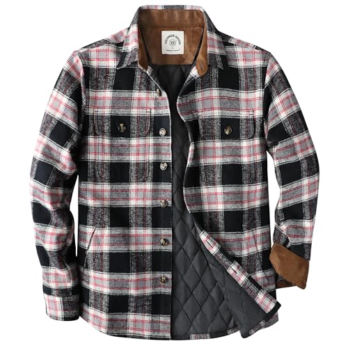 Image of Dubinik Mens Shacket Flannel Shirt for Men Lightweight Jacket Casual Plaid Coat with Warm Lining Long Sleeve Button