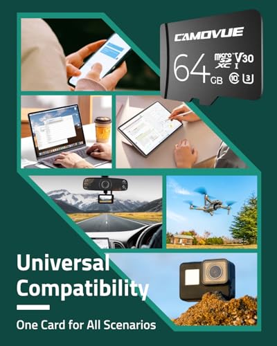 CAMOVUE SD-10, karta microSD 64 GB, kompatybilna z kamerą bezpieczeństwa CAMOVUE