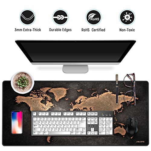 Image of JIALONG Large Gaming Mouse Pad, XXL Desk Mousepad with Stitched Edges, Non-Slip Base Keyboard Pad for Gamer, Office & Home Retro Map