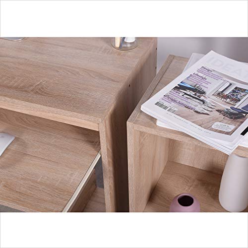 Homy Casa Inc Pc Latop Study Table Workstation Home Office Wood Shelving Computer Desk, Beech #TOP6