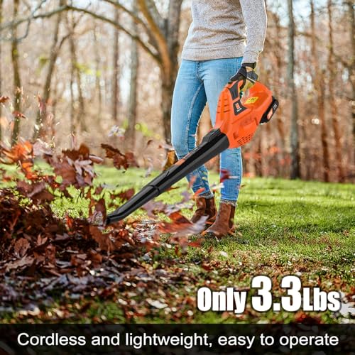 Leisch Life Cordless Leaf Blower,21V Handheld Electric Leaf Blower with 2 x 2.0Ah Battery & Charger, Lightweight Battery Powered Leaf Blower for Lawn Care, Patio, Yard, Sidewalk,Snow Blowing by Leisch Life - Image 6