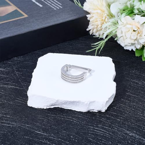 CABODYALS Bague de Cravate Carrée Classique Argentée avec Strass et Zircone Cubique pour Homme Fermoir Solide Cristal Brillant Accessoire pour Mariage Fête Bijoux Cadeau – vue 6