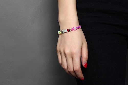 Miniatura 5 de VNOX Pulsera de identificación de alerta médica ajustable hecha a mano con grabado personalizado para adultos y niños, 5.9-9 pulgadas