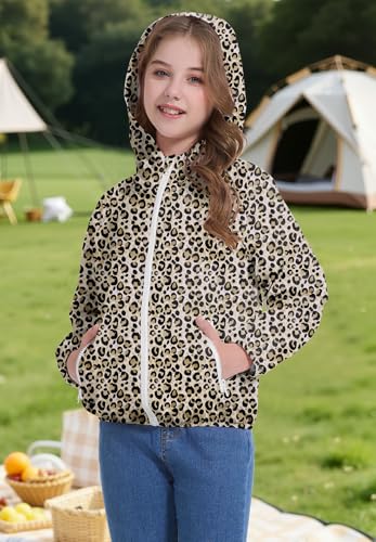 Image of Zando Lightweight Girls Rain Jacket - Hooded Windbreaker Water-Resistant Girls' Outerwear Jackets & Coats for Kids 4-10Y