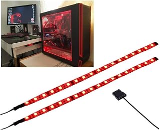 DS LED Light Strip RED Computer Lighting with Magnetic for PC Case Lighting Kit (2Pack,30CM, Molex Connector, S Series，Red)