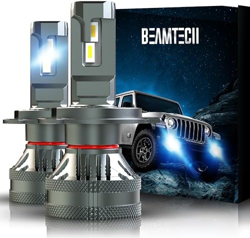 BEAMTECH H4 Bulbs, G-XP Chips Canbus Ready 600% Brighter 6500K Wh...
