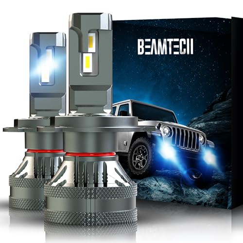 BEAMTECH H4 Bulbs, G-XP Chips Canbus Ready 600% Brighter 6500K White Light