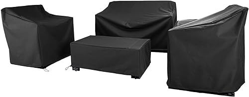 Fundas para muebles de patio, funda impermeable para muebles de exterior, juego de muebles de patio para conversación al aire libre de 4 piezas,