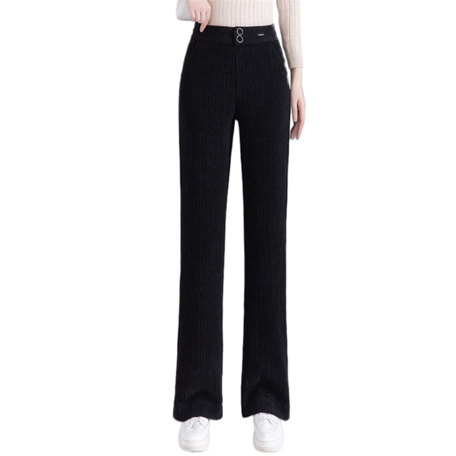 Corduroy Wide Leg Trousers for Women In Spring, Autumn and Winter, Loose Flare Trousers, Casual Straight Tube Micro Pull Trousers for Women