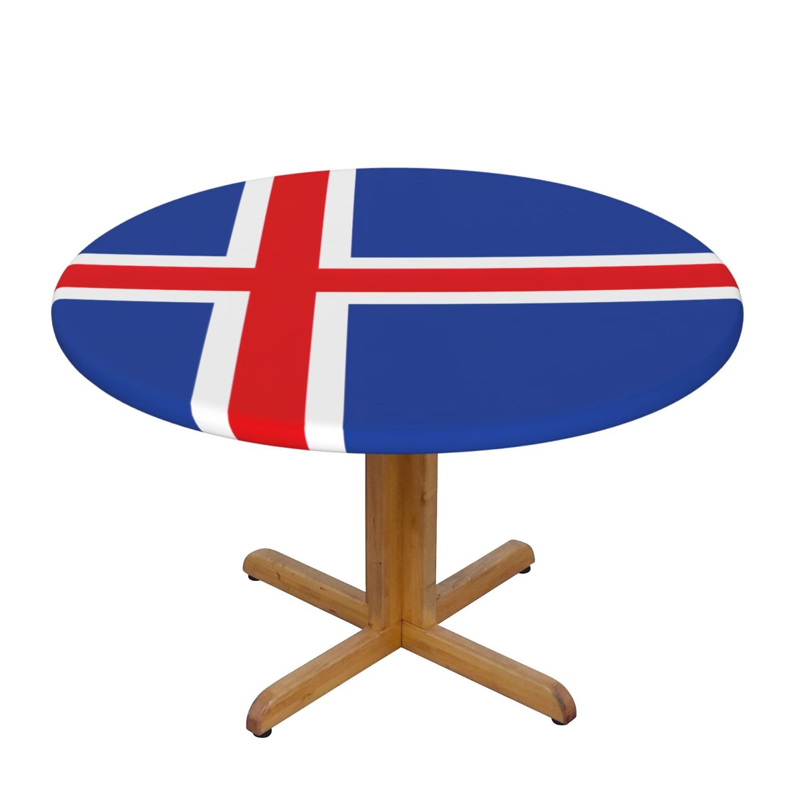 Flag Of Iceland Print Oxford Wipeable Tablecloth Oil-Resistant Outdoor Table Cover Reusable Birthday Table Protector
