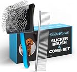 The Doodle Brush Grooming Kit, Slicker Dog Brush and Finishing Comb Set, Detangler & Dematting Grooming Tools for Dogs, Extra Long Pin Slicker & Metal Comb for Goldendoodle, Cockapoo, Cavapoo, Poodle