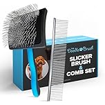 The Doodle Brush Grooming Kit, Slicker Dog Brush and Finishing Comb Set, Detangler & Dematting Grooming Tools for Dogs, Extra Long Pin Slicker & Metal Comb for Goldendoodle, Cockapoo, Cavapoo, Poodle