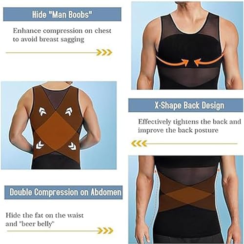 Sculptcore - Shaper Vest 2.0,Tight Tummy Underwear Tank Top, Mens Slimming Compression Shirt, Breathable Mesh3