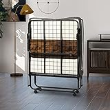 SCYL Color Your Life Folding Bed with Mattress, Cot Size Portable Foldable Guest Bed, Rollaway Bed with 5 Inch Memory Foam Mattress and Sturdy Metal Frame for Adults - 74' x 30'