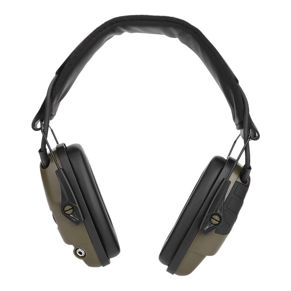 Casco Tiro Electrónico Protector Auditivo Auriculares de Caza Plegables Cancelación de Ruido 350Horas Batería Verde