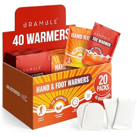 BRAMBLE 40-Pack Warmers - 20 Hand Warmers & 20 Foot Warmers - Long-Lasting Heat Packs (8hrs +) for Outdoor Activities, Sports, and Cold Weather Cover