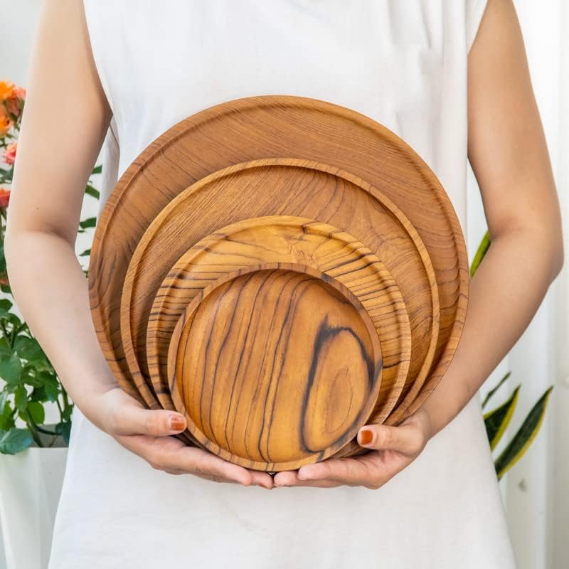 Miniatura 6 de Rainforest Bowls Juego de 2 platos de madera de teca javanesa de borde redondo de 12 pulgadas, perfectos para el uso diario, aptos para el calor y