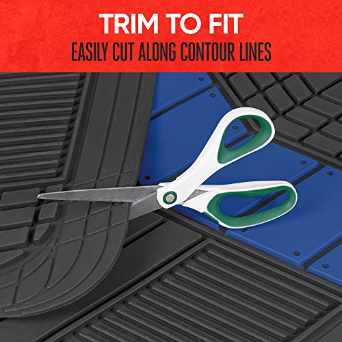 Motor Trend Dualflex Two-Tone Rubber Car Floor Mats With Trunk Mat Cargo Liner, Front & Rear Combo Set Fits Most Car Suv Van Coupe Sedan, Heavy Duty All Weather Trim To Fit #TOP3