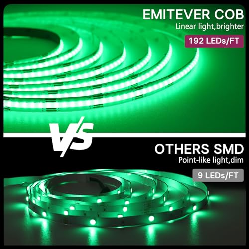 EMITEVER RGB LED Strip Light 16.4ft, Dimmable COB 24V Flexible LED Color Changing Tape Light Kit with Remote, High Density 3150LEDs for TV Backlight, Bedroom, Bar, Party Christmas Decoration by EMITEVER - Used condition - Image 3
