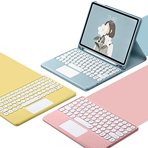 QYiiD Capa de teclado com touchpad para iPad 10ª geração 10.9 (2022), capa de teclado fofa redonda c