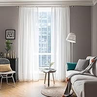 MIULEE Cortinas Poliéster Translúcida Fresca Transparente Salon Ventana Visillo Moderno para Sala Cuarto Dormitorio Habitación Comedor Cocina Salón Sala de Esatr 2 Unidades 140 x 160 cm Blanco