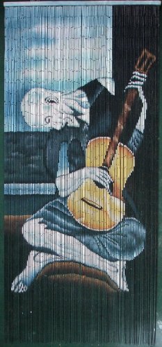 Abeadedcurtain 125 String Old Guitarist - Picasso Beaded Curtain Handmade With 4000 Beads (+Hanging Hardware) 38% More Strands And Beads #TOP11