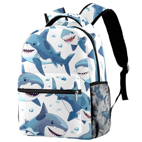 Sac à dos enfant pour pique-nique et randonnée motif requin avec poche bouteille