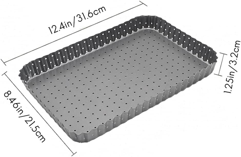 Perforated Quiche Tin Nonstick Pie Tin with Holes 2 Pack Removable Loose Bottom Pizza Tray Square