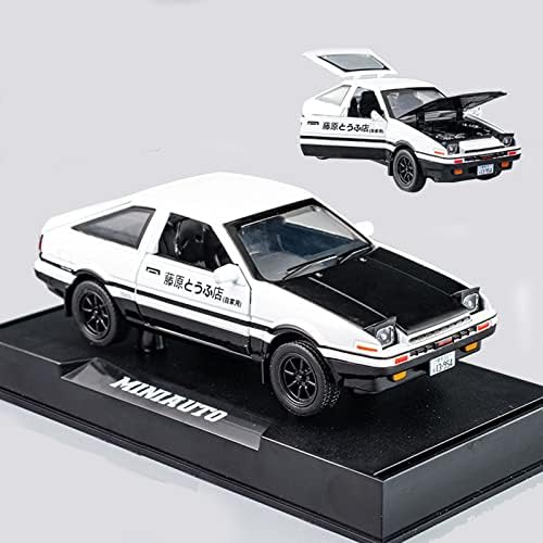 Mzexoma Initial D Toyota Trueno AE86 Alloy Diecast Car Model, Sports Car Toys for Kids and Adults,Pull Back Vehicles Toy Cars (Black-Type A)