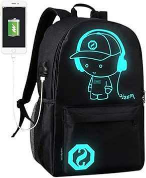 Sac Ecole Sac A Dos Lumineux Unisexe Enfant Fille Garcon Bleu Anime Teenager Homme College Scolaire Adultes Antivol Glow De Voyage Sport Pour Ordinateur Avec Port De Chargement Usb Grand Amazon Fr Bagages