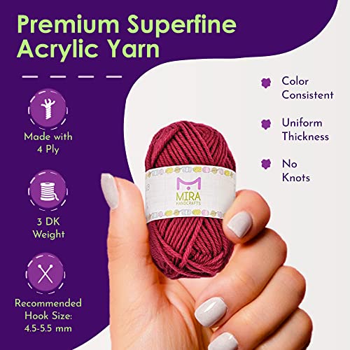 Image of 20 Acrylic Yarn Skeins - 438 Yards Multicolored Yarn in Total - Great Crochet and Knitting Starter Kit for Colorful Craft - Assorted Colors (Pack of 3)