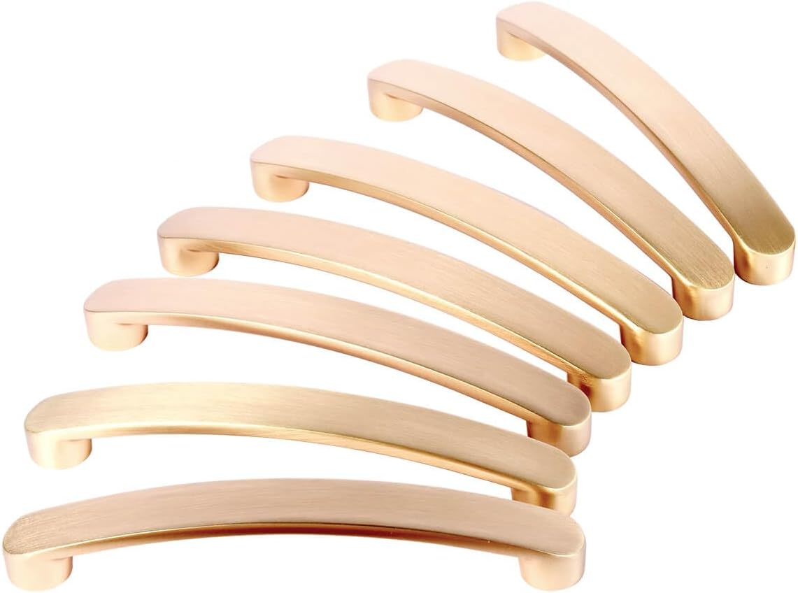 OCG Cabinet Pulls 5 Pack Brushed Brass Kitchen Cabinet Handles 5 Inch(127mm) Hole Center Arched Cabinet Handles Drawer Pulls Kitchen Cabinet Hardware Drawer Handles