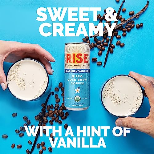 Rise Brewing Co. | Vanilla Oat Milk Nitro Cold Brew Coffee | No Sugar Added & No Dairy | Organic & Non-Gmo | Low Acidity & Vegan | 7 Fl. Oz. Cans #TOP3