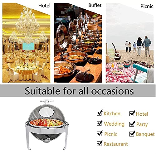 XBSXP 6,8 l Chafing Dish Buffetwärmer-Set mit sichtbarem Fenster, Edelstahl Roll-Top Round Chafer mit Lebensmittelschale… – Bild 8