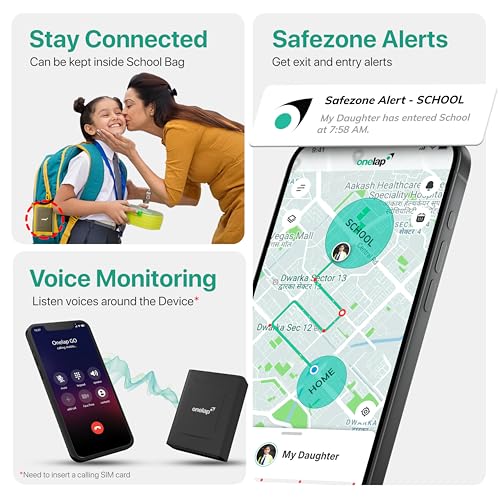 Image of Onelap GO Portable GPS (with 12 Months 4G SIM Recharge) - Wireless GPS Tracker for Car, Kids School Bag, Scooty or Trucks | 10000 mAH Battery | Voice Monitoring | Magnetic Grip | 1 Yr Android iOS app
