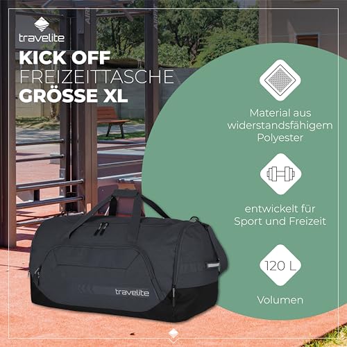 travelite Reisetasche groß XL, Kick Off, leichte Tasche für Urlaub und Sport, Schwimmbad, Klinikaufenthalt, 70 cm, 120 Liter