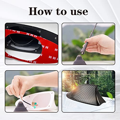 Yonwait Carbon Fiber Shark Antenna, Fin Roof Aerial Base Radio For Car Suv Truck Van,Super Functional With Adhesive Tape Base (Carbon Black) #TOP2
