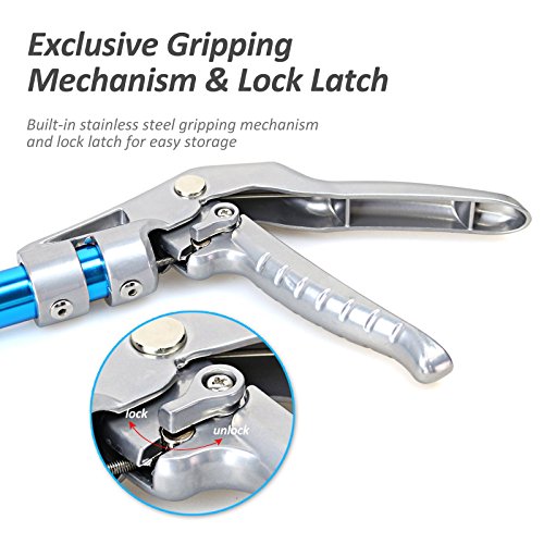Fnova 47-Inch Aluminum Alloy Professional Standard Snake Tong Reptile Grabber Rattle Snake Catcher Wide Jaw Handling Tool With Blue Coating And Good Grip Handle #TOP2