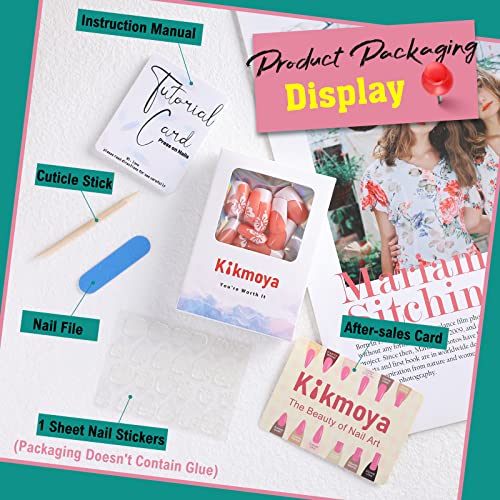 Kikmoya Pink French Tip Press On Nails Medium Square White Fake Nails With Butterfly Design 24Pcs Nude Glossy False Nails Acrylic Artificial Full Cover Stick On Nails For Women And Girls #TOP4
