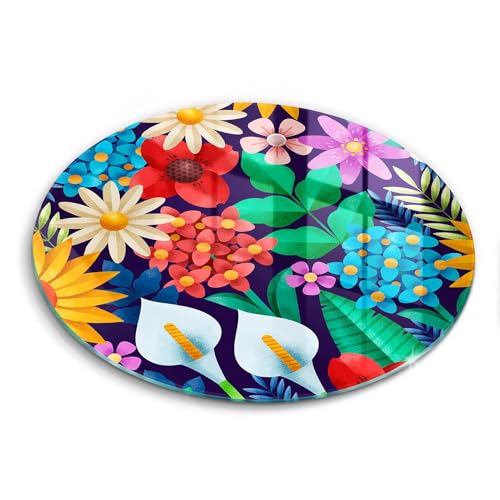 Planche à Découper Induction Wallfluent 40cm protège-plaque décoratif fleurs de prairie - 2