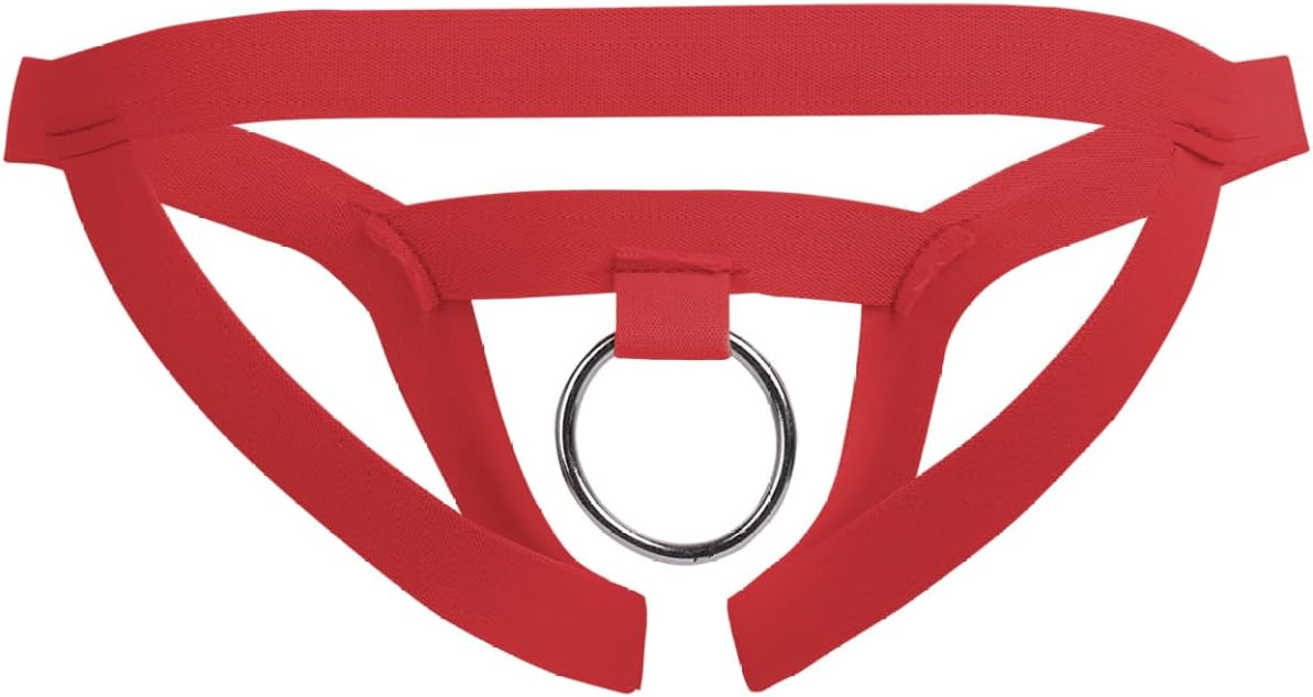 Men's Jockstrap Lingerie Sexy Open Pouch G-String Thong with Metal O-Ring Underwear