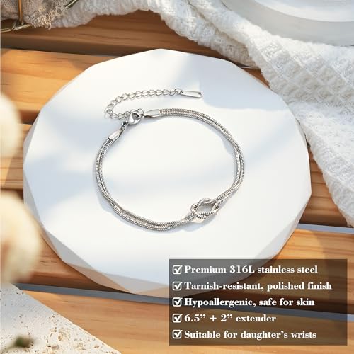 Image of Tarsus Love Knot Daughter Bracelet, Daughter Jewelry Gifts from Mom | Daughter Birthday Christmas Mothers Day Valentines Gifts for Daughter Adults Teens