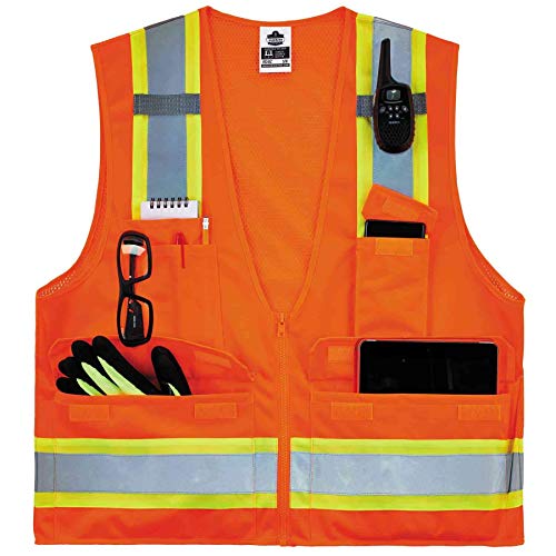 Image of Ergodyne Unisex Two-tone Class 2 Two Tone Surveyors Vest, Orange, Small-Medium US