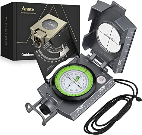 Hiking Compass, IP65 Waterproof Metal Compass for Camping Navigation | with Sighting Clinometer, Compass Hiking Survival with Carry Bag, Multifunctional Compass for Hunting Hiking Geology Activity