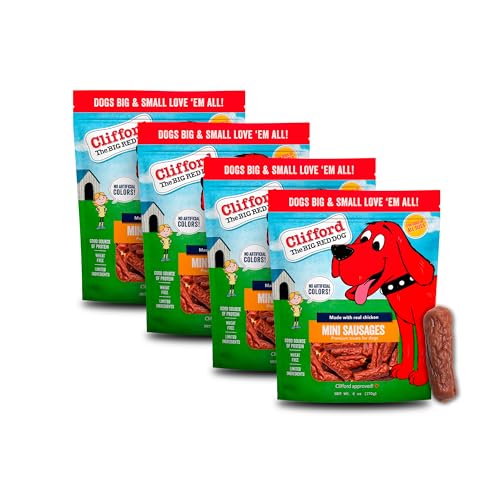 Clifford The Big Red Dog Soft Training Treats for Puppies and Dogs – Healthy, High Protein, Grain Free, Soft Puppy Treats for Small Dogs and Large – Real Chicken Sausage – 24oz